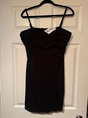 NWT White Birch Sz Medium Black Rouched Adjustable Strap Cocktail Dress